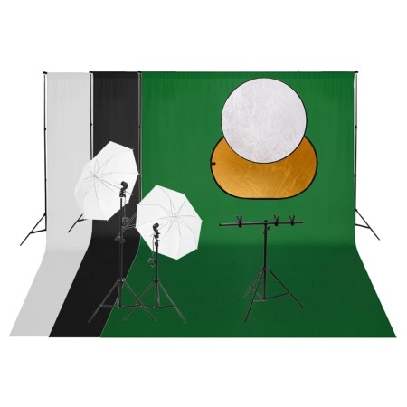 Kit de estudio fotográfico con set de luces, fondo y reflector de , Flashes e iluminaciones de estudio - Ref: Foro24-3143966,...