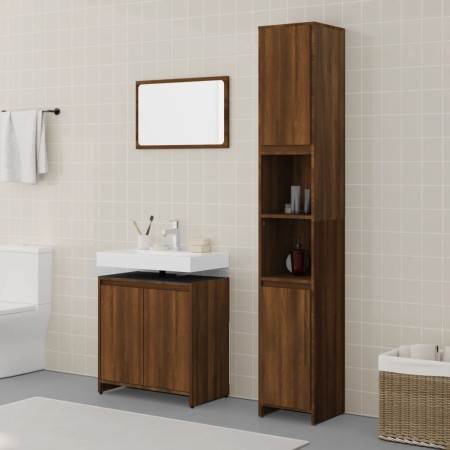 Set de muebles baño 3 pzas madera contrachapada roble marrón de , Muebles de baño - Ref: Foro24-3152721, Precio: 161,32 €, De...