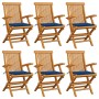 Garden chairs 6 pcs teak wood with royal blue cushions by , Garden chairs - Ref: Foro24-3062551, Price: 411,99 €, Discount: %