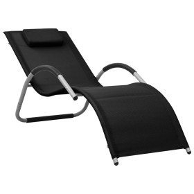 Black and gray textilene lounger by vidaXL, Loungers - Ref: Foro24-310513, Price: 69,99 €, Discount: %