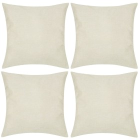 4 beige Kissenbezüge aus Leinenimitat, 80 x 80 cm von , Kissen - Ref: Foro24-130939, Preis: 29,99 €, Rabatt: %