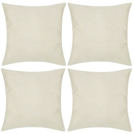 4 beige cushion covers in imitation linen, 80 x 80 cm by , Cushions - Ref: Foro24-130939, Price: 29,99 €, Discount: %