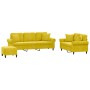 Three-piece velvet yellow sofa set with cushions by , Sofas - Ref: Foro24-3202286, Price: 615,85 €, Discount: %