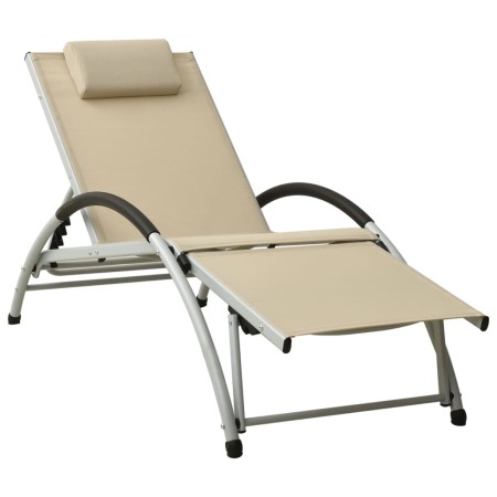 Sun lounger with cream textilene cushion by vidaXL, Loungers - Ref: Foro24-310530, Price: 148,38 €, Discount: %