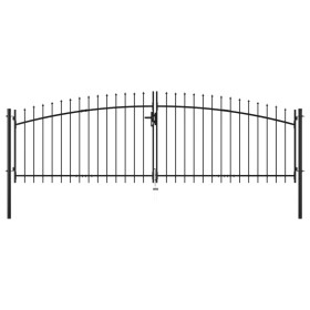 Double gate for fence with spear tips 400x175 cm by , garden gates - Ref: Foro24-145739, Price: 246,84 €, Discount: %