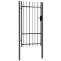 Black steel fence panel with a gate and spikes, 1x1.75 m. by , garden gates - Ref: Foro24-145745, Price: 130,69 €, Discount: %