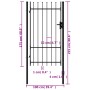 Black steel fence panel with a gate and spikes, 1x1.75 m. by , garden gates - Ref: Foro24-145745, Price: 130,69 €, Discount: %