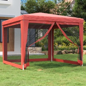 Party tent with 4 red HDPE mesh walls 3x3 m by , Tents and gazebos - Ref: Foro24-319230, Price: 89,37 €, Discount: %