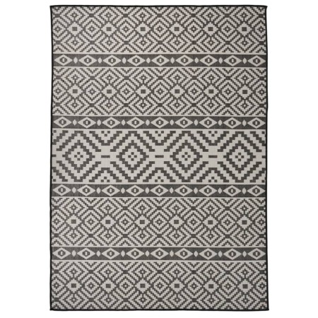 Außenteppich mit flachem Gewebe, schwarzen Streifen, 120x170 cm. von , Teppiche - Ref: Foro24-340851, Preis: 36,99 €, Rabatt: %