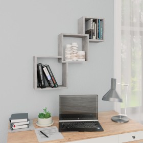 Wall-mounted cube shelf made of gray concrete engineered wood, measuring 68x15x68 cm. by , Shelves and shelves - Ref: Foro24-...