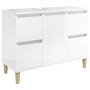 Armario de lavabo madera contrachapada blanco brillo 80x33x60cm de , Tocadores de baño - Ref: Foro24-821270, Precio: 109,00 €...