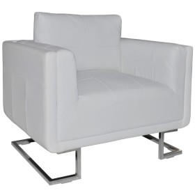 Sillón con patas cromadas cuero sintético blanco de , Sillones - Ref: Foro24-241005, Precio: 379,99 €, Descuento: %