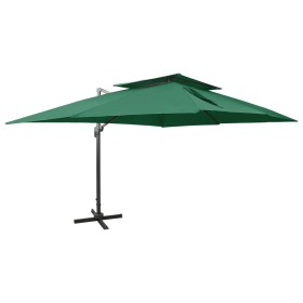 Sombrilla voladiza con doble techo verde 400x300 cm de , Sombrillas - Ref: Foro24-312371, Precio: 324,99 €, Descuento: %