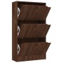 Shoe cabinet with 3 brown oak veneer doors 59x24x105 cm by , Shoe racks and shoe organizers - Ref: Foro24-338130, Price: 108,...