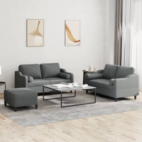 3-piece dark gray fabric sofa set with cushions by , Sofas - Ref: Foro24-3201827, Price: 556,15 €, Discount: %