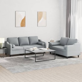 Zweiteiliges Sofaset mit Kissen, helles graues Gewebe. von , Sofas - Ref: Foro24-3201850, Preis: 584,99 €, Rabatt: %