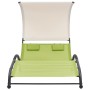 Double sun lounger with green textilene awning by vidaXL, Loungers - Ref: Foro24-310546, Price: 216,88 €, Discount: %