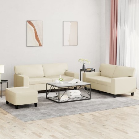 3-piece faux leather sofa set in cream color by , Sofas - Ref: Foro24-3201920, Price: 592,92 €, Discount: %