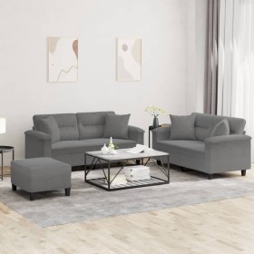 Dreiteiliges Sofaset mit dunkelgrauen Mikrofaserkissen. von , Sofas - Ref: Foro24-3202334, Preis: 579,99 €, Rabatt: %