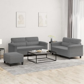 3-piece dark gray microfiber fabric sofa set with cushions by , Sofas - Ref: Foro24-3202322, Price: 553,99 €, Discount: %