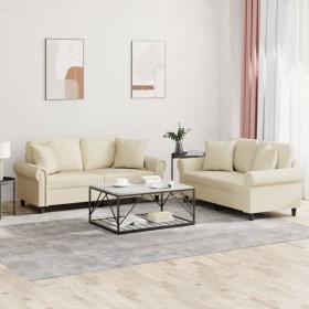 2-piece sofa set with cream-colored faux leather cushions by , Sofas - Ref: Foro24-3202161, Price: 508,99 €, Discount: %