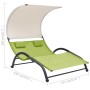 Double sun lounger with green textilene awning by vidaXL, Loungers - Ref: Foro24-310546, Price: 216,88 €, Discount: %