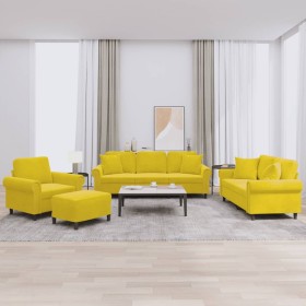 Set of sofas with 4 pieces of yellow velvet cushions by , Sofas - Ref: Foro24-3202206, Price: 757,99 €, Discount: %