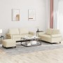 3-piece cream synthetic leather sofa set with cushions by , Sofas - Ref: Foro24-3202156, Price: 526,86 €, Discount: %