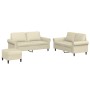 3-piece cream synthetic leather sofa set with cushions by , Sofas - Ref: Foro24-3202156, Price: 526,86 €, Discount: %