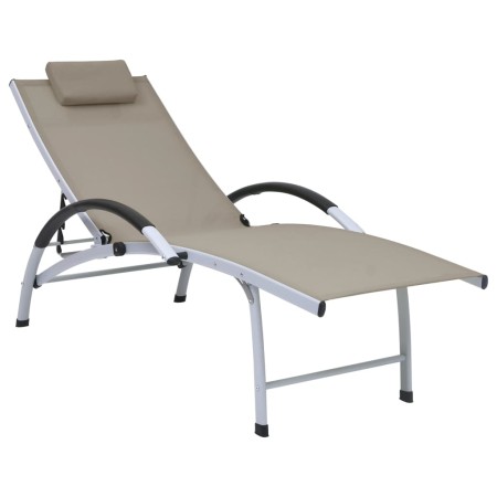 Aluminum sun lounger in gray taupe textilene. by vidaXL, Loungers - Ref: Foro24-310503, Price: 175,85 €, Discount: %