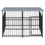 Outdoor dog kennel with steel roof 3.75 m² by , Dog kennels and fences - Ref: Foro24-3124607, Price: 387,94 €, Discount: %