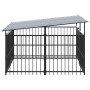 Outdoor dog kennel with steel roof 3.75 m² by , Dog kennels and fences - Ref: Foro24-3124607, Price: 387,94 €, Discount: %