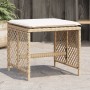 Gartenhocker mit Kissen 4 Stück PE-Rattan beige 41x41x36cm von , Hocker für den Außenbereich - Ref: Foro24-365052, Preis: 96,...