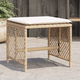 Garden stools with cushions 4 pcs PE rattan beige 41x41x36cm by , Outdoor ottomans - Ref: Foro24-365052, Price: 96,99 €, Disc...