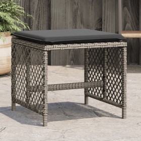 Garden stools with cushions 4 pcs PE rattan gray 41x41x36 cm by , Outdoor ottomans - Ref: Foro24-365050, Price: 95,12 €, Disc...