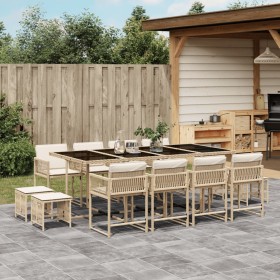 Garten-Essgruppe mit 13-teiligen Kissen aus synthetischem Rattan in Beige. von , Gartensets - Ref: Foro24-3211522, Preis: 696...