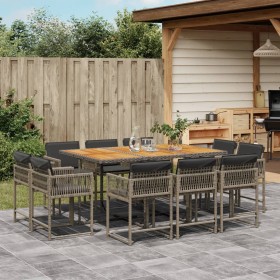 11-piece garden dining set with gray synthetic rattan cushions by , Garden sets - Ref: Foro24-3211574, Price: 646,16 €, Disco...