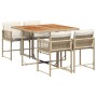 Set comedor de jardín 5 pzas con cojines ratán sintético beige de , Conjuntos de jardín - Ref: Foro24-3211444, Precio: 321,09...