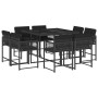 Set de comedor de jardín 9 pzas y cojines ratán sintético negro de , Conjuntos de jardín - Ref: Foro24-3211555, Precio: 457,9...