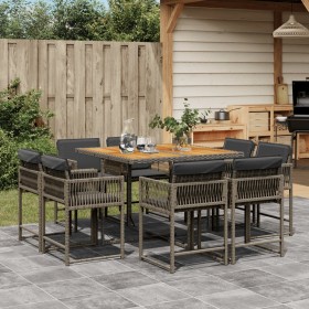 Garden dining set 9 pieces and gray synthetic rattan cushions by , Garden sets - Ref: Foro24-3211562, Price: 490,32 €, Discou...