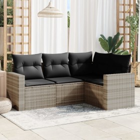 Gartensofagarnitur 4-teilig mit grauen Polstern aus synthetischem Rattan. von , Gartensets - Ref: Foro24-3218902, Preis: 322,...