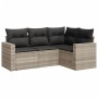 Garden sofa set 4 pieces with gray synthetic rattan cushions by , Garden sets - Ref: Foro24-3218902, Price: 322,39 €, Discoun...