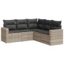 Gartensofa-Set und Kissen, 5-teilig, aus hellem grauem Kunststoff-Rattan. von , Gartensets - Ref: Foro24-3218942, Preis: 399,...