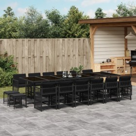 Garden furniture set 17 pieces with black synthetic rattan cushions by , Garden sets - Ref: Foro24-3211723, Price: 975,66 €, ...