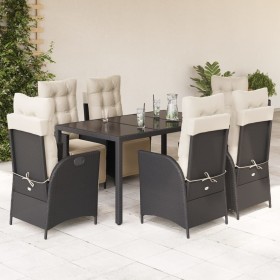 Set de comedor de jardín 7 pzas y cojines ratán sintético negro de , Conjuntos de jardín - Ref: Foro24-3213318, Precio: 1,00 ...