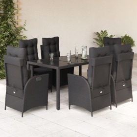 Set de comedor de jardín 7 pzas y cojines ratán sintético negro de , Conjuntos de jardín - Ref: Foro24-3213324, Precio: 1,00 ...