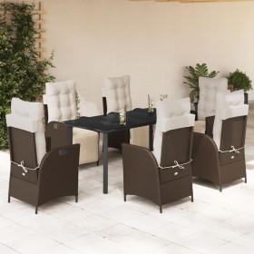 Garten-Essgruppe, 7-teilig, mit braunen Polstern aus synthetischem Rattan. von , Gartensets - Ref: Foro24-3213417, Preis: 960...