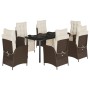 Set comedor de jardín 7 pzas con cojines ratán sintético marrón de , Conjuntos de jardín - Ref: Foro24-3213417, Precio: 961,6...