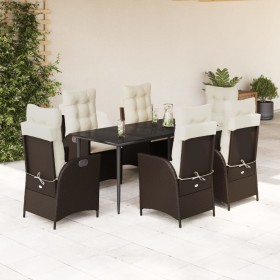 Set comedor de jardín 7 pzas con cojines ratán sintético marrón de , Conjuntos de jardín - Ref: Foro24-3213199, Precio: 930,9...