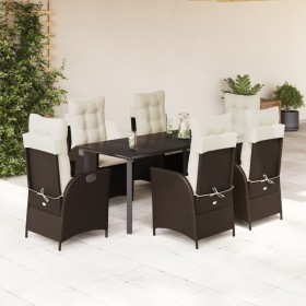 Garten-Essgruppe, 7-teilig, mit braunen Polstern aus synthetischem Rattan. von , Gartensets - Ref: Foro24-3213209, Preis: 963...